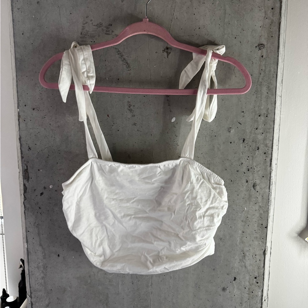 SHEIN Ivory Tie-Strap Top